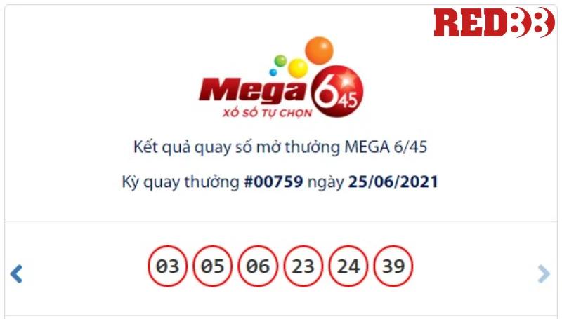 Tổng hợp bộ số thưởng thắng xổ số Mega 6/45 1 phút Red88